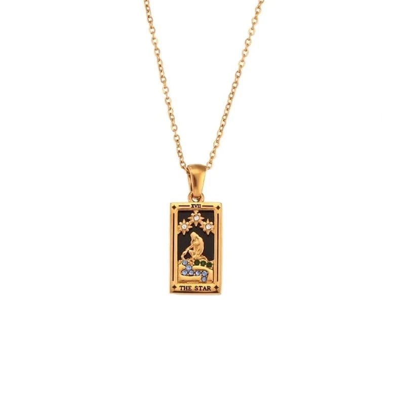 18k Gold Plated Colorful Tarot Necklace For Women - Ornaments Co - The Star
