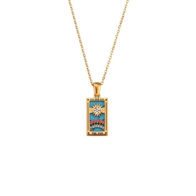 18k Gold Plated Colorful Tarot Necklace For Women - Ornaments Co - The Sun