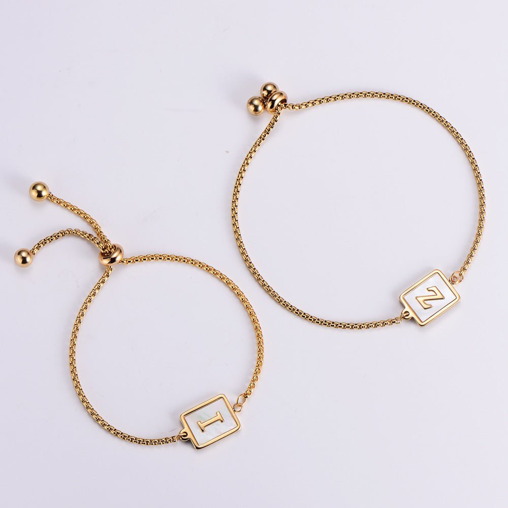 18K Gold Plated Shell Initial Letter Bracelet - Ornaments Co - A