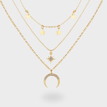 Choker Gold Star Pendant Layered Necklace Set For Women - Ornaments Co - 