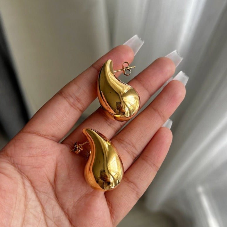Chunky Teardrop Hoop Earrings - Ornaments Co - 18K Gold Plated