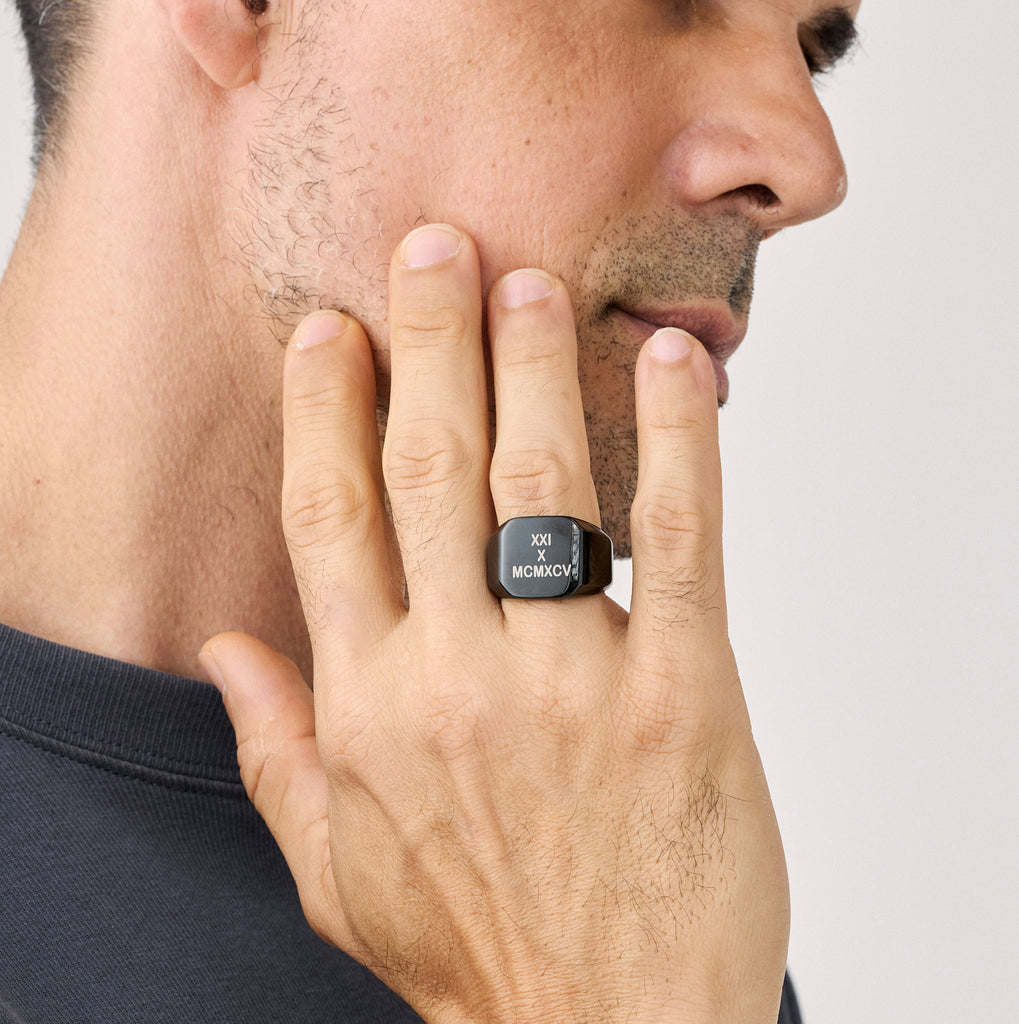 Custom Square Signet Ring For Men - Ornaments Co - 18K Gold Plated