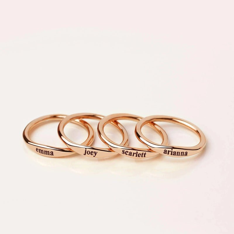 Gwen Thin Name Engraved Ring - Ornaments Co - Rose Gold