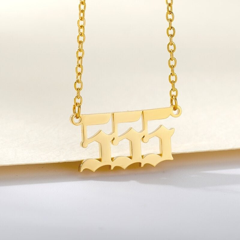 Ladies Angel Old English Font Number Pendant Chain Necklace - Ornaments Co - 18K Gold Plated