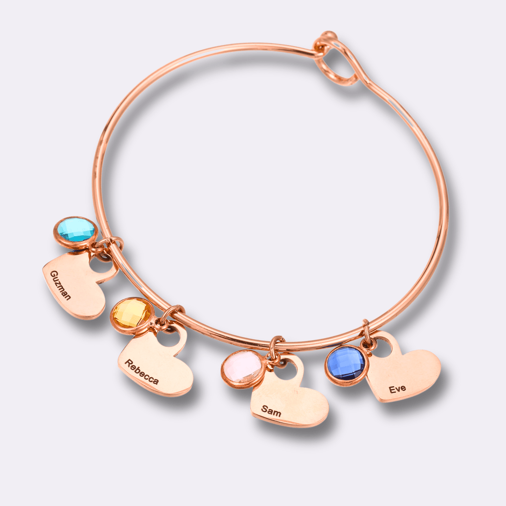 Lovestone Custom Name Charm Bangle - Ornaments Co - Rose Gold