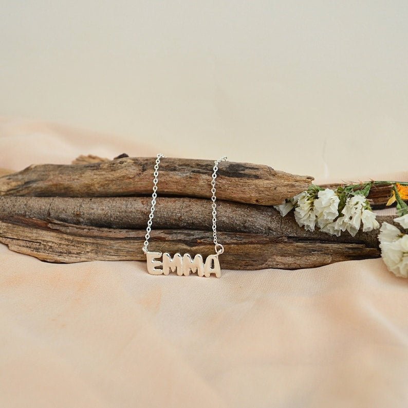 Olivia Bubble Name Necklace - Ornaments Co - 18K Gold Plated