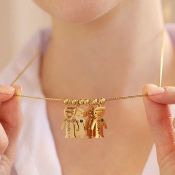 Personalized Boy Girl Engraved Charm Kids Name Necklace - Ornaments Co - 18K Gold Plated