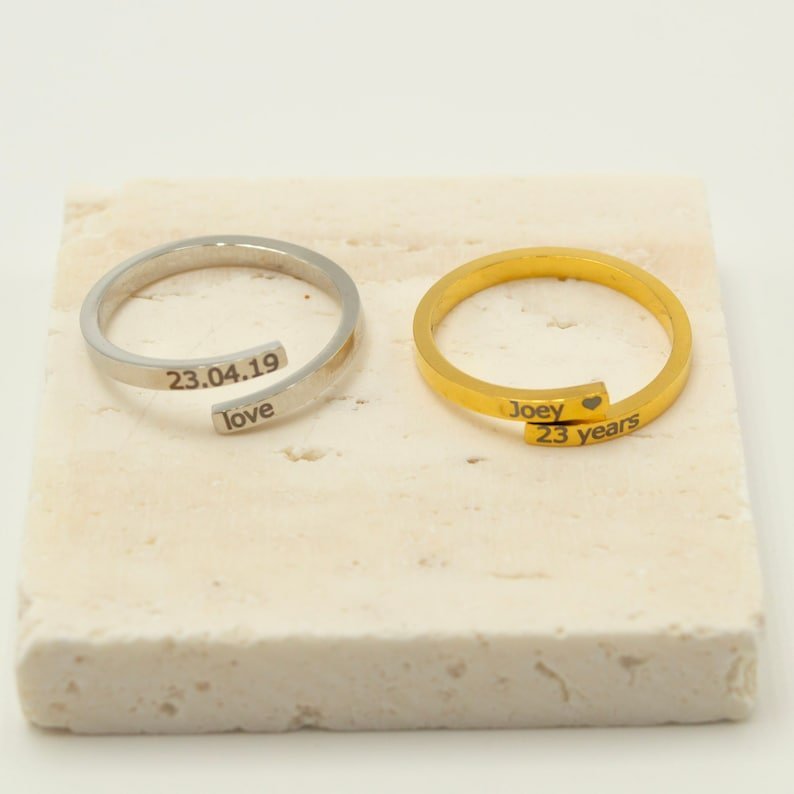 Personalized Engraved Open Couple Ring - Ornaments Co - Rose Gold