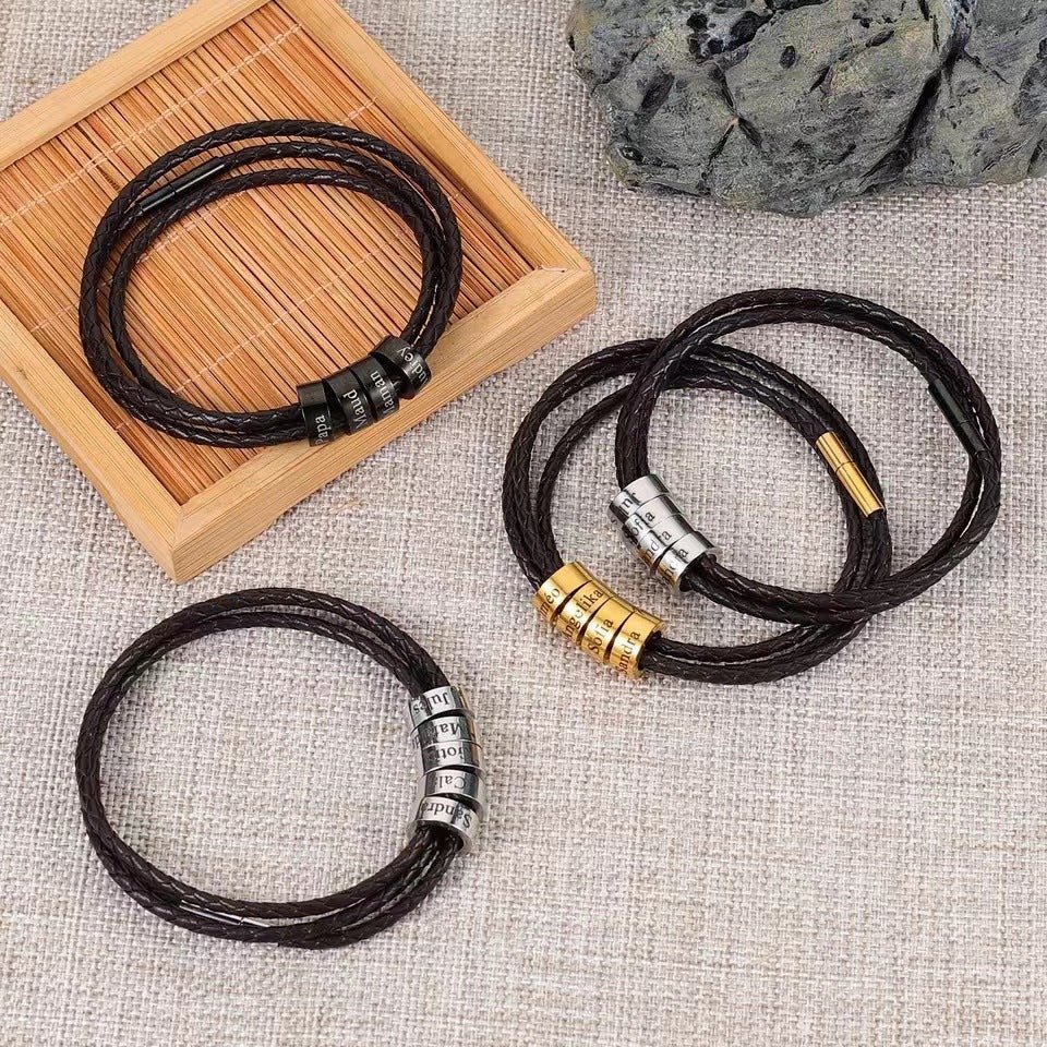 Personalized Men Genuine Stainless Steel (Only Beads) - Ornaments Co - Black