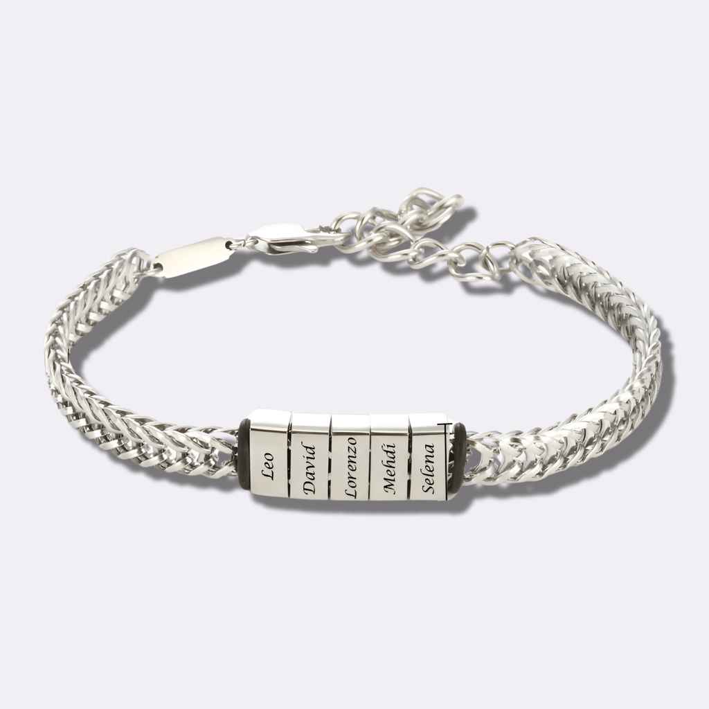 Personalized Men Name Engraved Beads Bracelet - Ornaments Co - Silver