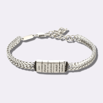 Personalized Men Name Engraved Beads Bracelet - Ornaments Co - Silver