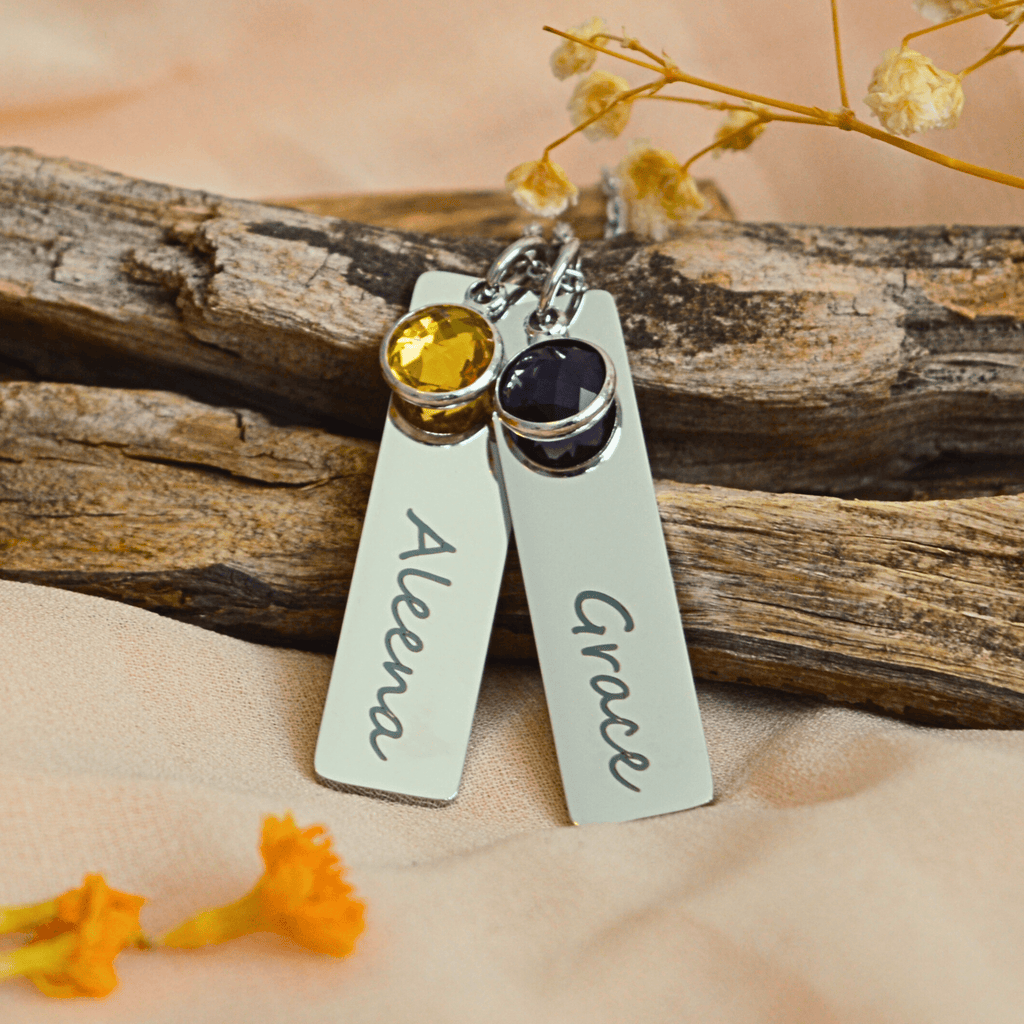 Personalized Names Birthstone Bar Necklace For Women - Ornaments Co - Gold