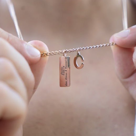 Solid Script Name Bar Necklace - Ornaments Co - Silver