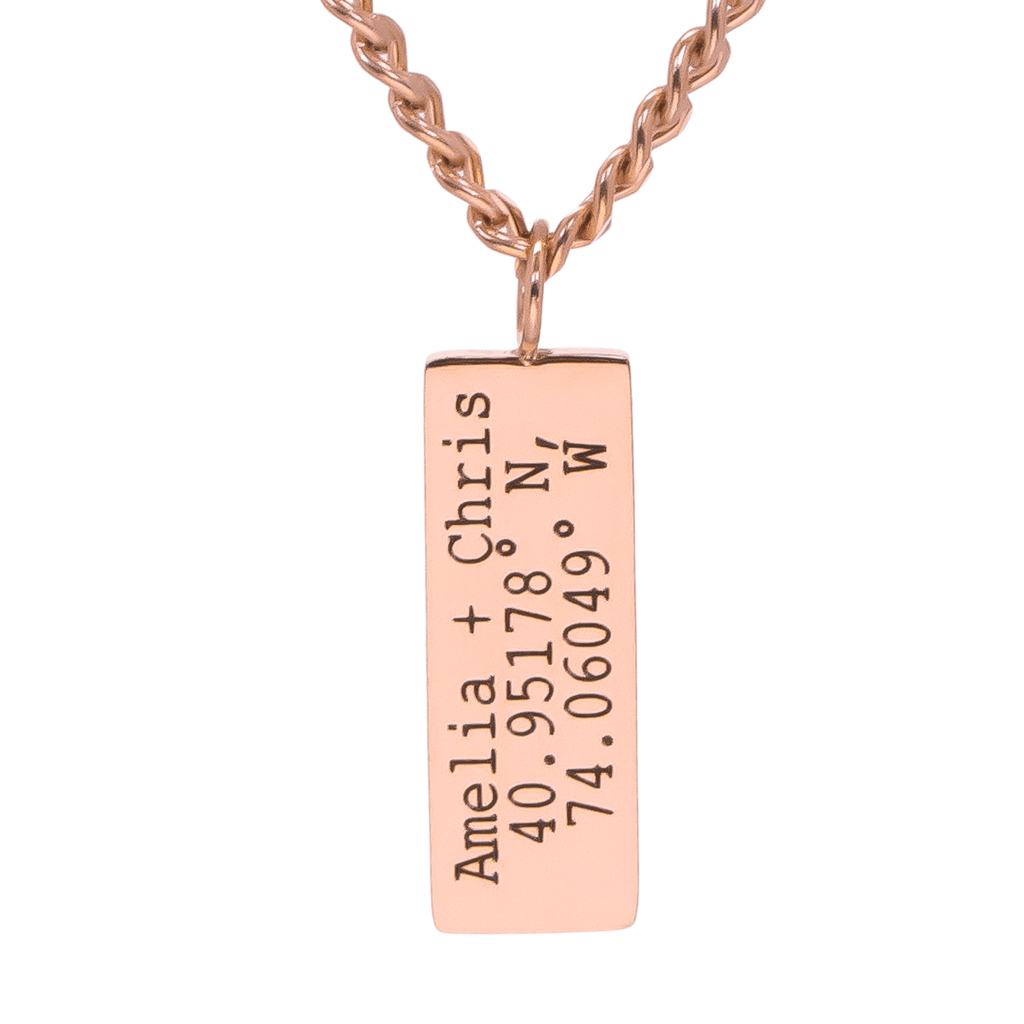 Solid Script Name Bar Necklace - Ornaments Co - Rose Gold